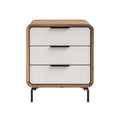 Modern Wooden Nightstand with Three Drawers and Metal Legs